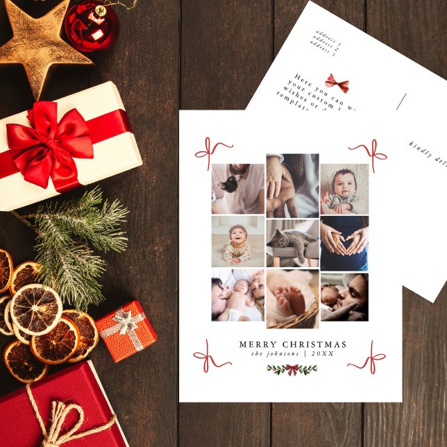 Cartão Postal De Festividades Arcos de Doodle Foto Chic Collage Natal (Criador carregado)