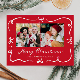Cartão Postal De Festividades Arcos Desenhados à Mão Caprichosos Vermelho 2 Foto