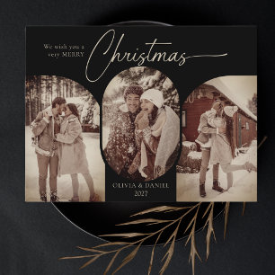 Cartão Postal De Festividades Arcos simples forma 3 fotografar natal preto