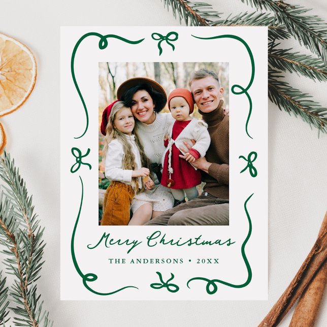 Cartão Postal De Festividades Arcos Verdes Desenhados À Mão Foto Natal (Criador carregado)