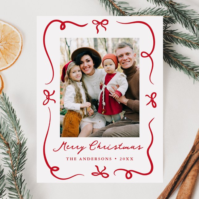 Cartão Postal De Festividades Arcos Vermelhos Desenhados À Mão Foto Natal (Criador carregado)