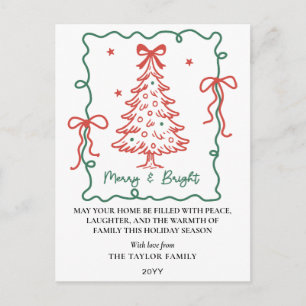 Cartão Postal De Festividades Arcos Vermelhos e Verdes Desenhados à Mão Moldura