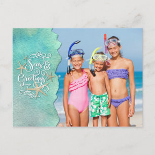 Cartão Postal De Festividades ÁREAS costeiras tropicais de praia e GREETINGS