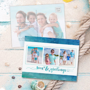 Cartão Postal De Festividades ÁREAS costeiras tropicais E GREETINGS Aquarela