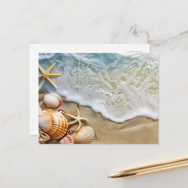 Cartão Postal De Festividades Areia e mar (Frente/Verso In Situ)