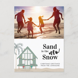 Cartão Postal De Festividades Areia é o Natal da Nova Foto da Neve