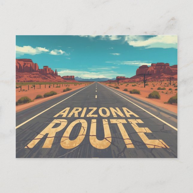 Cartão Postal De Festividades Arizona Route Desert Road Graphic Art (Frente)