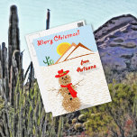 Cartão Postal De Festividades Arizona Tumbleweed Snowman<br><div class="desc">In the southwest, we don't get enough snow (or none at all) to make snowmen. Some creative people make snowmen out of materials available in the desert. One thing we have plenty of is tumbleweeds. Send holiday greetings to your friends & family in the cold states and make them jealous....</div>