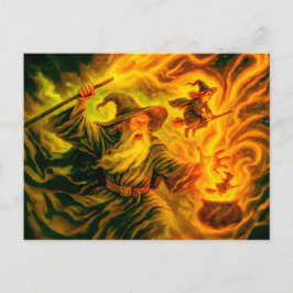 Cartão Postal De Festividades Arquimago criando bruxas em pintura a óleo