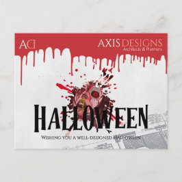Cartão Postal De Festividades Arquiteto Zumbi de Halloween & Saudações Sangrenta
