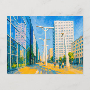 Cartão Postal De Festividades Arranha-céus e vida nas ruas - pintura a óleo de V