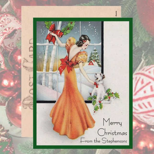 Cartão Postal De Festividades Art Deco Fashion Árvore de Natal Retro (Criador carregado)