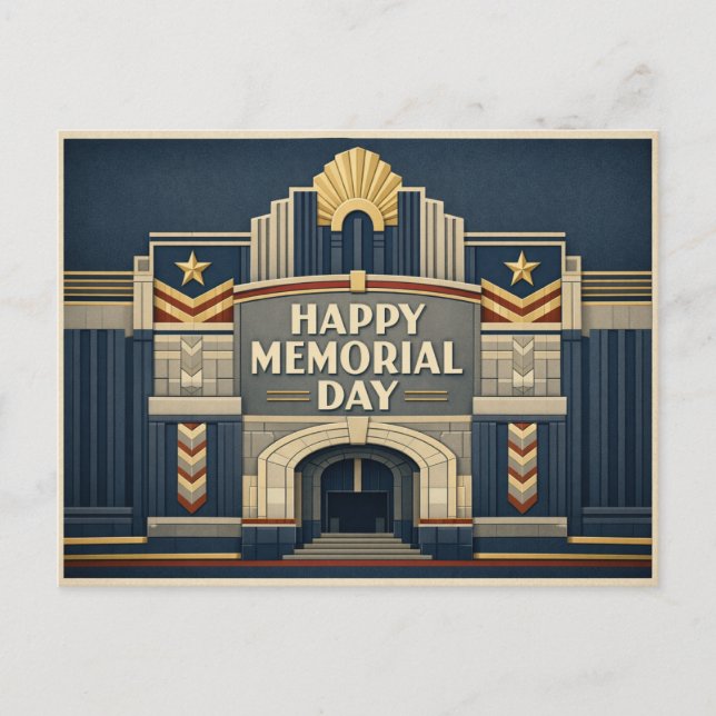 Cartão Postal De Festividades Art Deco Patriotic Architecture Memorial Day (Frente)