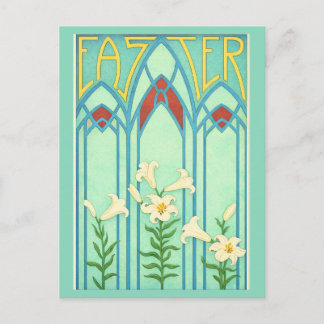 Cartão Postal De Festividades Art Nouveau Easter with White Lilies