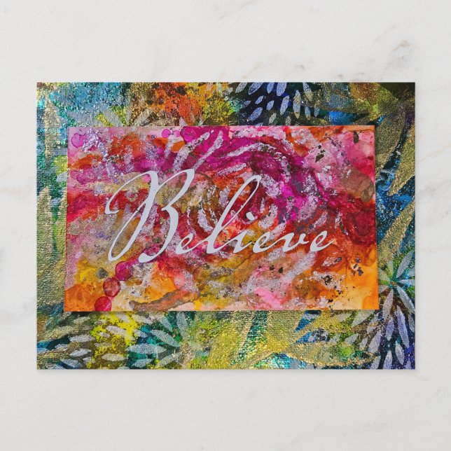 Cartão Postal De Festividades Arte BELIEVE pintada (Frente)