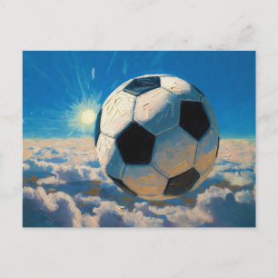 Cartão Postal De Festividades Arte Bola de Futebol Voadora (Óleo No. 5)