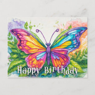 Cartão Postal De Festividades Arte de Borboleta Super Abstrata Fofa
