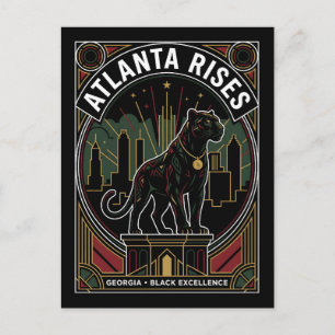 Cartão Postal De Festividades Arte de Excelência Negra Pantera Negra Atlanta Ris