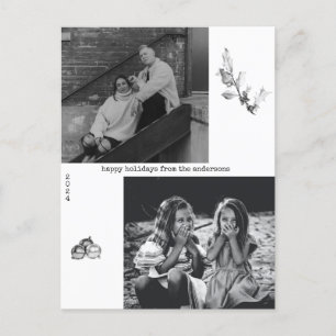 Cartão Postal De Festividades Arte de Foto de Natal em Preto e Branco Minimalist