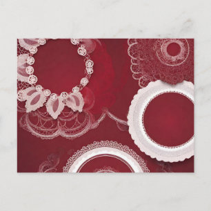 Cartão Postal De Festividades Arte de IA Floral Vermelho Escuro