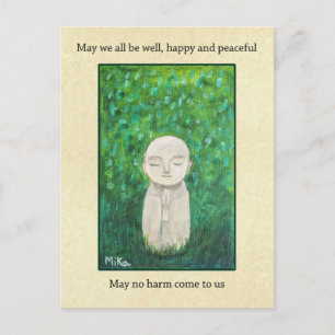 Cartão Postal De Festividades Arte de Jizo com Oração de Bondade Amorosa Budista