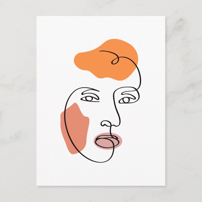 Cartão Postal De Festividades Arte de Linha Retraição Mínima Abstrato (Frente)