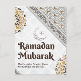 Cartão Postal De Festividades Arte de Mandala do Crescente de Ramadan Mubarak
