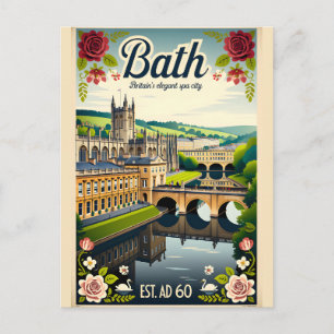 Cartão Postal De Festividades Arte de Poster de Viagem Retro de Bath Inglaterra