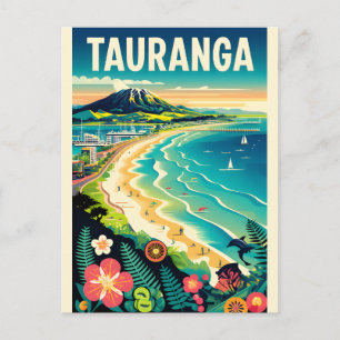 Cartão Postal De Festividades Arte de Poster de Viagem Retro de Tauranga Nova Ze