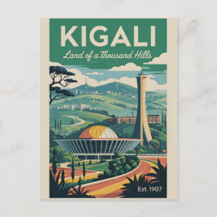 Cartão Postal De Festividades Arte de Poster de Viagem Retro Kigali Ruanda