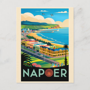 Cartão Postal De Festividades Arte de Poster de Viagem Retro Napier Nova Zelândi