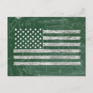 Cartão Postal De Festividades Arte de Quadro Negro da Bandeira da América (Desen