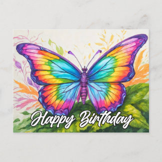 Cartão Postal De Festividades Arte de rabisco de borboleta Abstrato Colorida