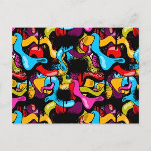 Cartão Postal De Festividades Arte de Rua de Hip Hop com Grafite Neon Colorido