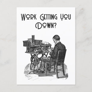 Cartão Postal De Festividades Arte de Typist Masculina no Dia Profissional Admin
