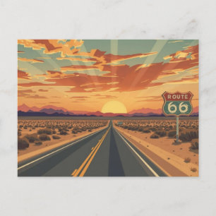Cartão Postal De Festividades Arte de Viagem Estrada do Deserto do Pôr do Sol da