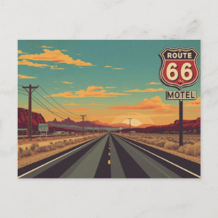 Cartão Postal De Festividades Arte de Viagem pela Rota 66 Vintage Americana