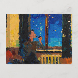 Cartão Postal De Festividades Arte do Cachimbo: Noite no Campo (Pintura a Óleo N