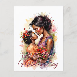 Cartão Postal De Festividades Arte do Dia das Mães em Estilo Aquarela