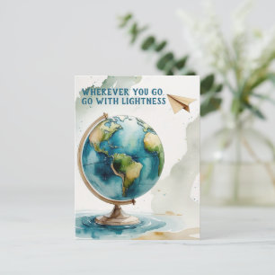 Cartão Postal De Festividades Arte do Globo de Aquarela - Onde quer que você vá