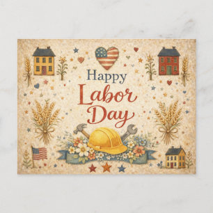 Cartão Postal De Festividades Arte Folclórica Patriótica Feliz Dia do Trabalhado