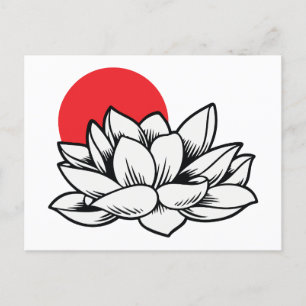 Cartão Postal De Festividades Arte japonesa Lotus flower