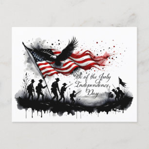 Cartão Postal De Festividades Arte Patriótica do Dia 4 de Julho com Bandeira e S