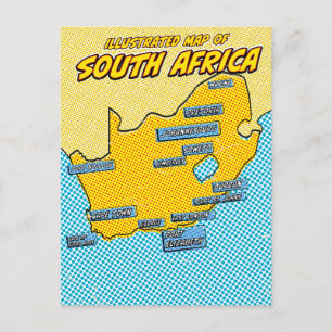 Cartão Postal De Festividades Arte Pop Ilustrada África do Sul