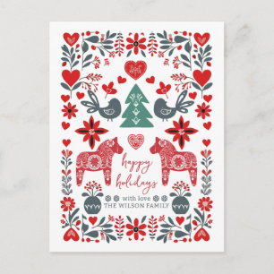 Cartão Postal De Festividades Arte Popular Escandinavo Nórdico Fábula Natal