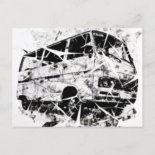 Cartão Postal De Festividades Arte Urbana Abstrata de Rua Van Vintage Partido
