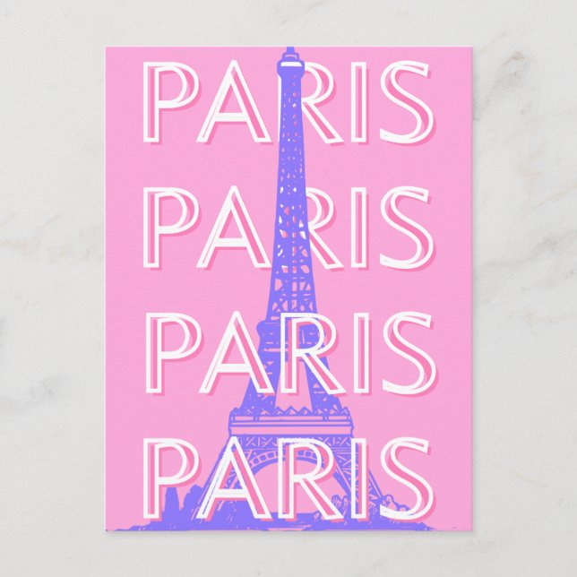 Cartão Postal De Festividades Arte Viagem de Paris, Arte Viagem, Rosa (Frente)
