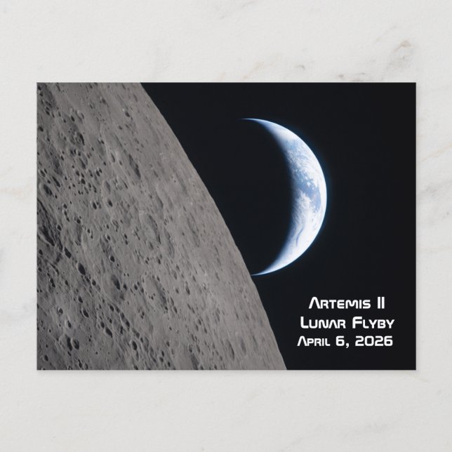Cartão Postal De Festividades Artemis II Lunar Flyby (Frente)