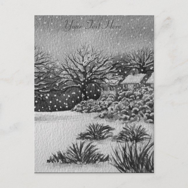 Cartão Postal De Festividades Artes rurais de Natal arte em cena de neve (Frente)