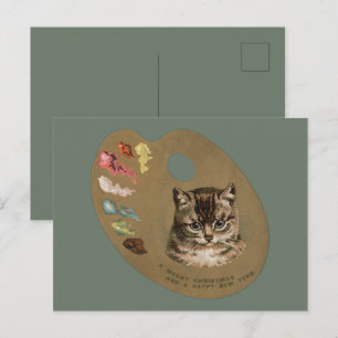 Cartão Postal De Festividades Artista Vintage Victorian Cottagecore de Natal
